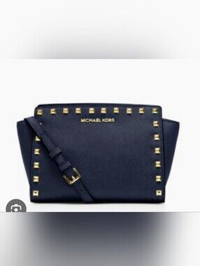 Michael Kors Navy Selma Medium Studded Crossbody Bag